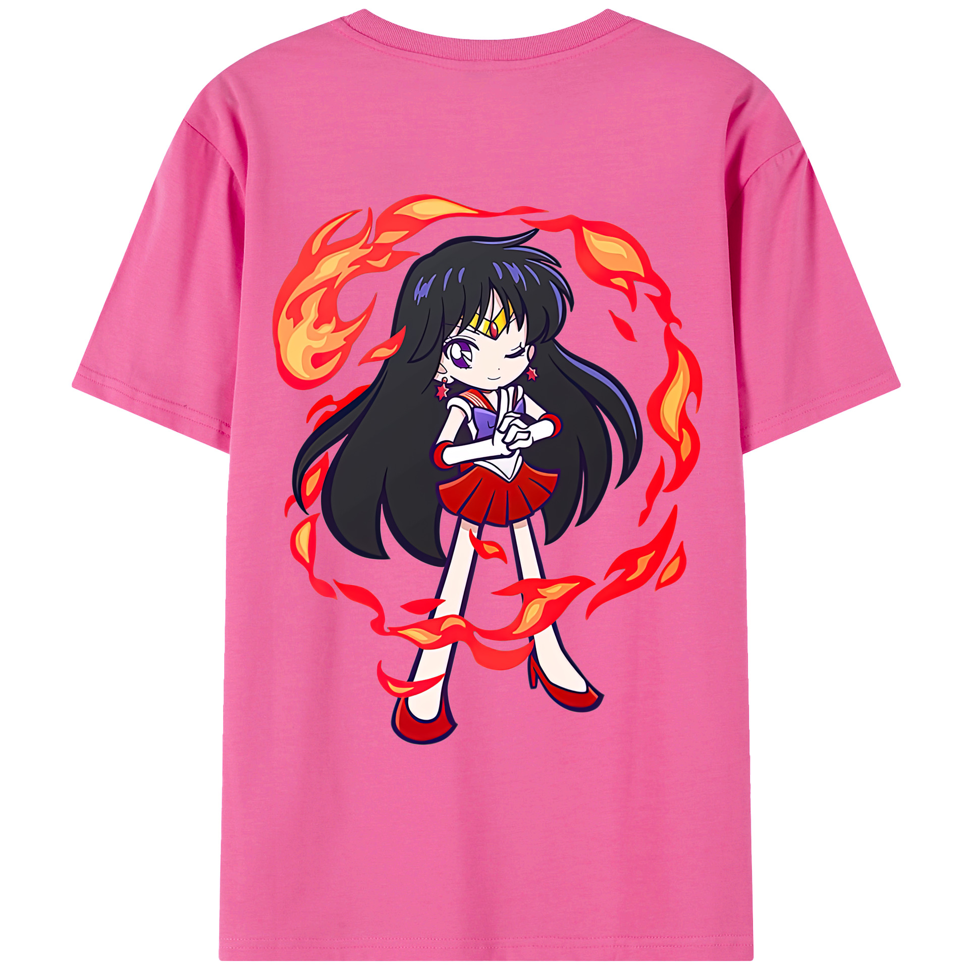 （画像用） 美少女戦士セーラームーン 火野レイ ひの レイ Sailor Moon Hino Rei （セーラーマーズ,Sailor Mars） レディース半袖Tシャツ(バックプリント)